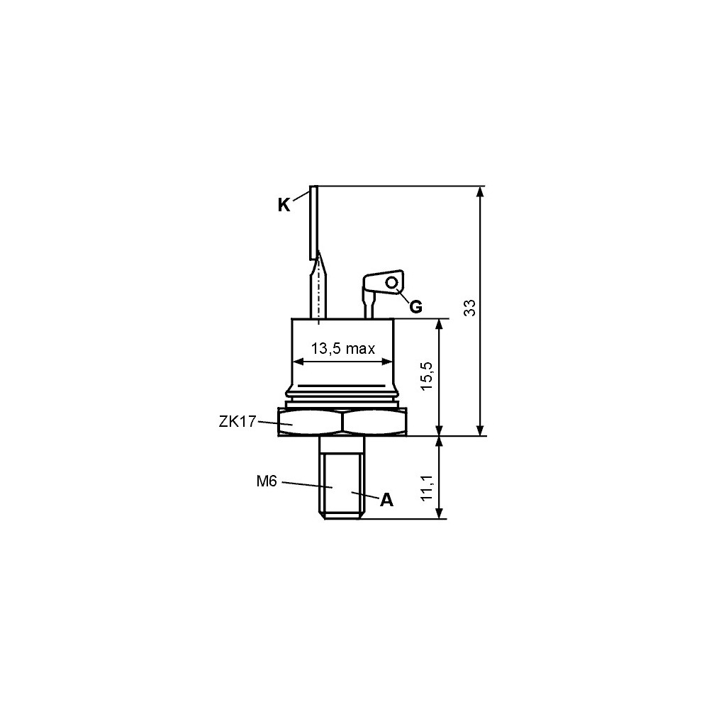 Tiristor 15A 400V TO48 - TIRKT705