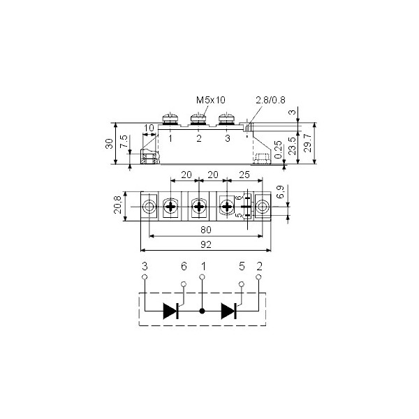 Tiristorski modul MCC95-16IO1B ,116A /180A , 1600V 		 - TIRMCC95-16IO1B