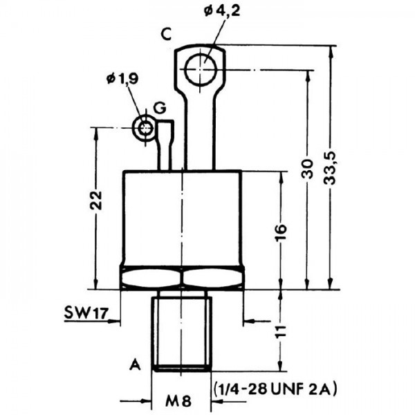 Tiristor 50A 1200V M8, SEMIKRON - TIRSKT50/12E