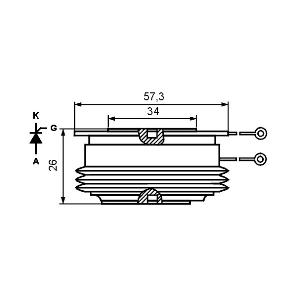 Tiristor 760A 1400V Disk 57x26 - TIRSKT760/14E