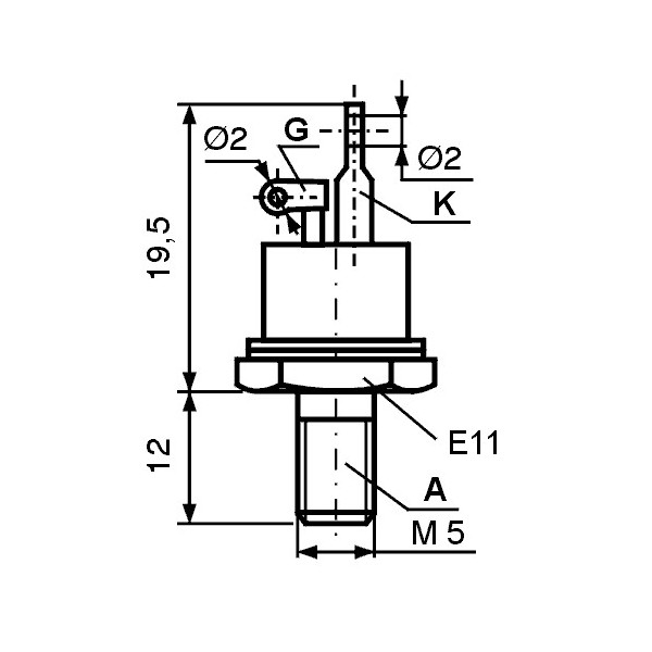 Tiristor 16A 1200V M5 - TIRT112-16-12