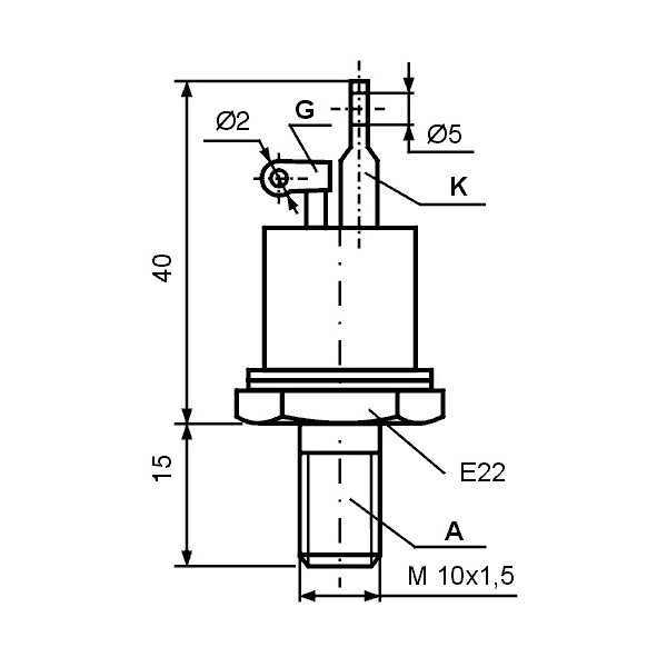 Tiristor 80A 700V M10 - TIRT142-80-7