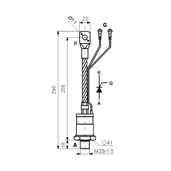 Tiristor 160A 1000V M20 CES. - TIRT160-10