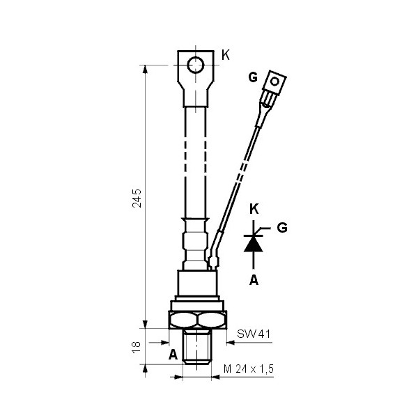 Tiristor 250A 900V M24x1.5 - TIRTL271-250-9