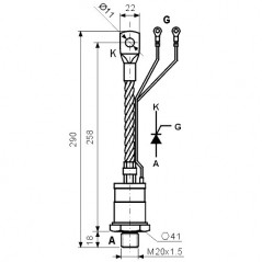 Tiristor 250A 1500V M20 kjljuč 46