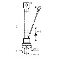 Tiristor 250A 900V M24x1.5