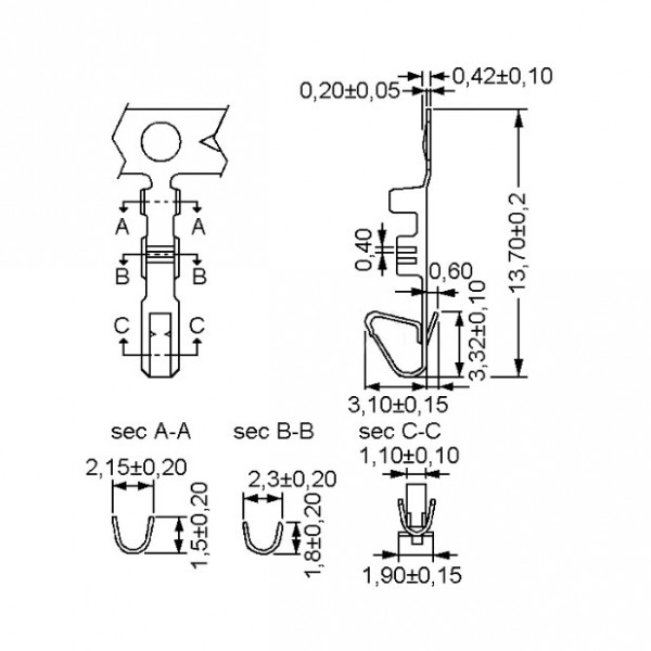 Pin kontakt za  2.54mm - UK25K-0