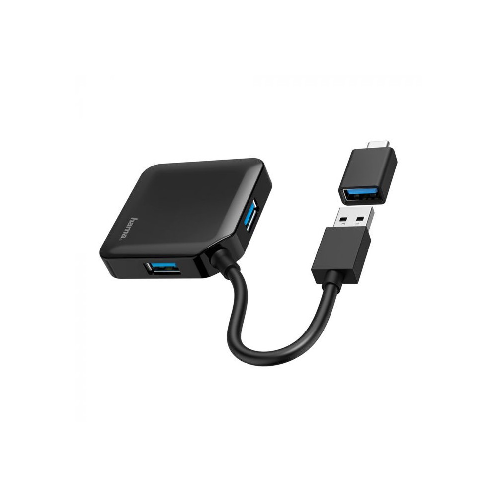 Hama USB 3.2 HUB 1:4, 5Gbit/s + USB-C adapter - UTAUSBHUBH32