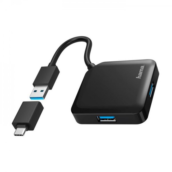 Hama USB 3.2 HUB 1:4, 5Gbit/s + USB-C adapter - UTAUSBHUBH32