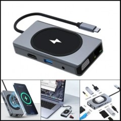 Adapter TIP-C HUB 9 u 1+Wireless Punjenje