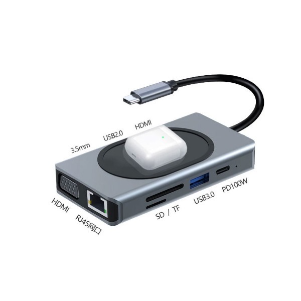 Adapter TIP-C HUB 9 u 1+Wireless Punjenje - UTAUSB3-13