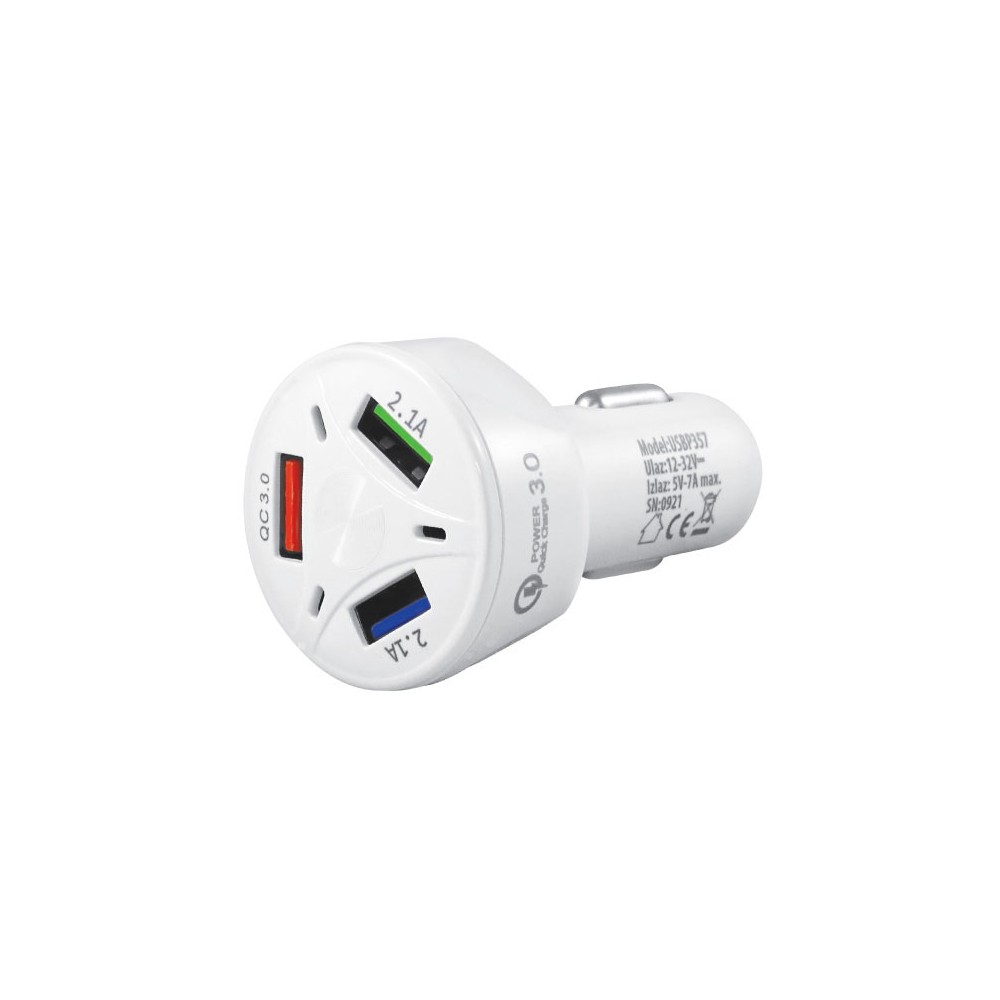 USB punjač iz upaljača automobila QC3.0+2xUSB - UTAUSB-AU10