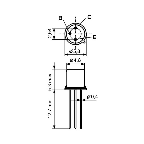 Tranz. P 40V 0.5A 0.36W  TO-18 - TRBSX36