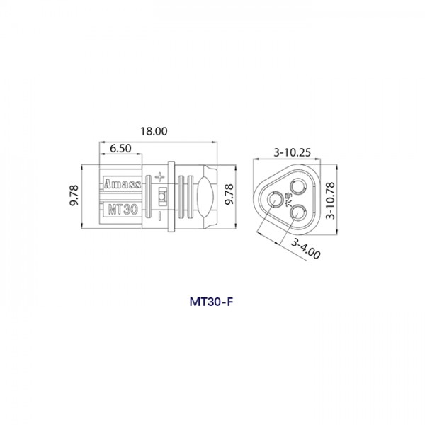 MT30 ženski 3 pin za kabel 15A 500V - UTDCMT30F