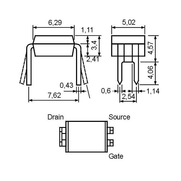 Tranz. MOS-N-FET 200V 0.6A 1W DIP4 - TRIRFD210