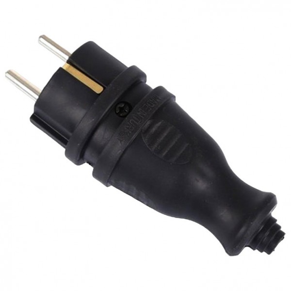 Dvopolni utikač 16A/250V crni  Guma - UTMM5