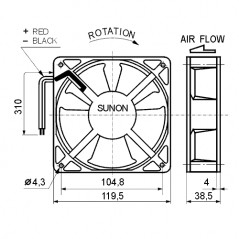 Ventilator 12V 120X120x25 MEC0251V1-000U-A99