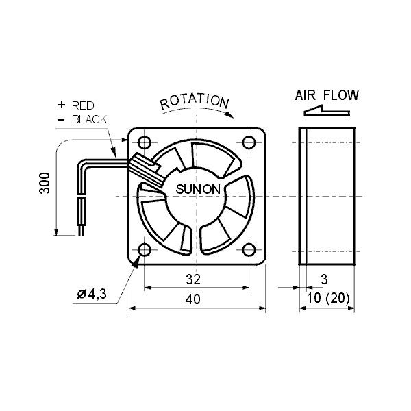 Ventilator 5VDC 40X10mm SUNON - VE40X105