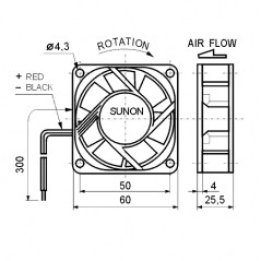Ventilator 12VDC 60X25mm 1.56W