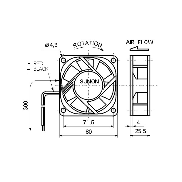 Ventilator 12VDC 80X25mm - VE80X2512
