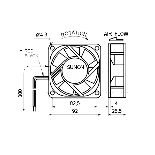 Ventilator 24VDC 92X25mm Sleeve - VE92X2524