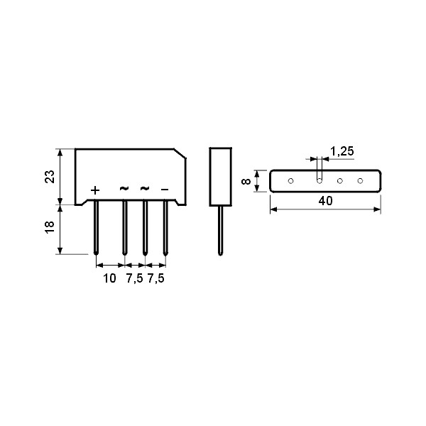 Grec 500V 5A  40x22x8 mm,7,5/10mm - GRB500C5000E