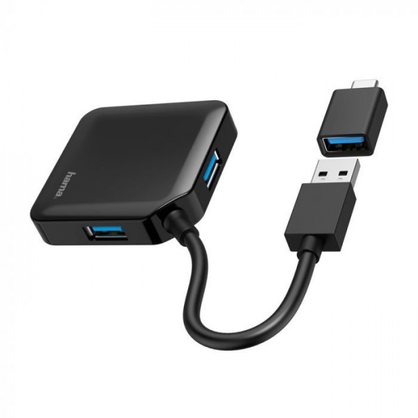 Hama USB 3.2 HUB 1:4, 5Gbit/s + USB-C adapter - UTAUSBHUBH32