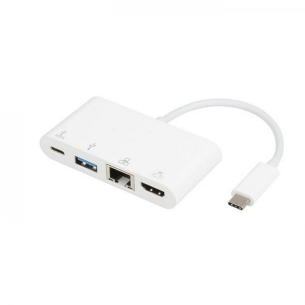 Adapter Tip C(M)  na HDMI +USB3.0+RJ45+tip C, beli - UTAUSB3-8