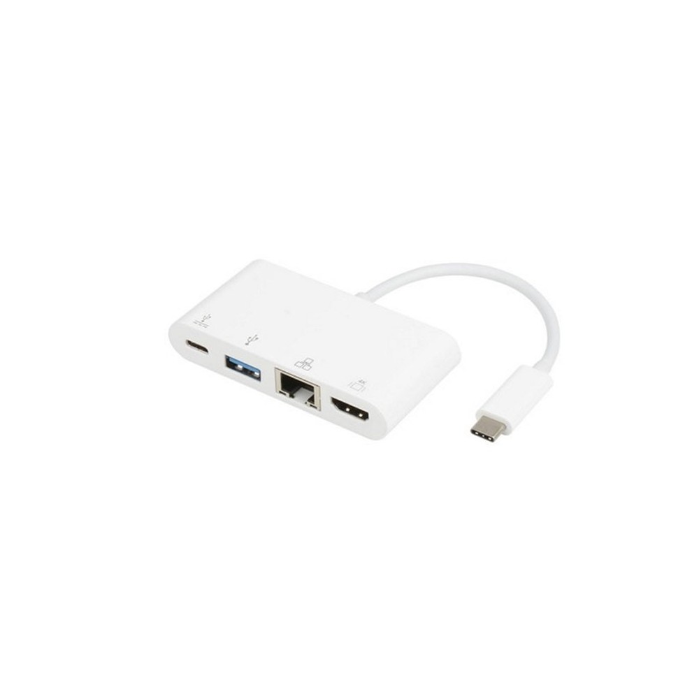 Adapter Tip C(M)  na HDMI +USB3.0+RJ45+tip C, beli - UTAUSB3-8