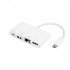 Adapter Tip C(M)  na HDMI +USB3.0+RJ45+tip C, beli