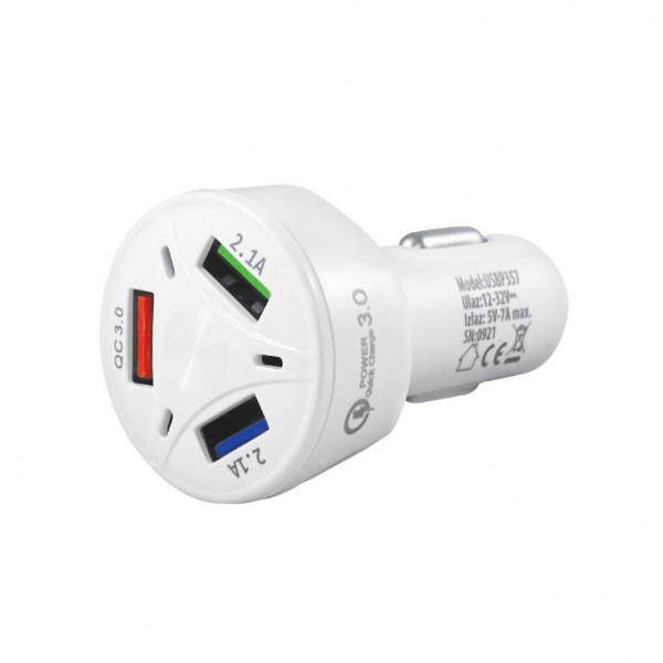 USB punjač iz upaljača automobila QC3.0+2xUSB - UTAUSB-AU10
