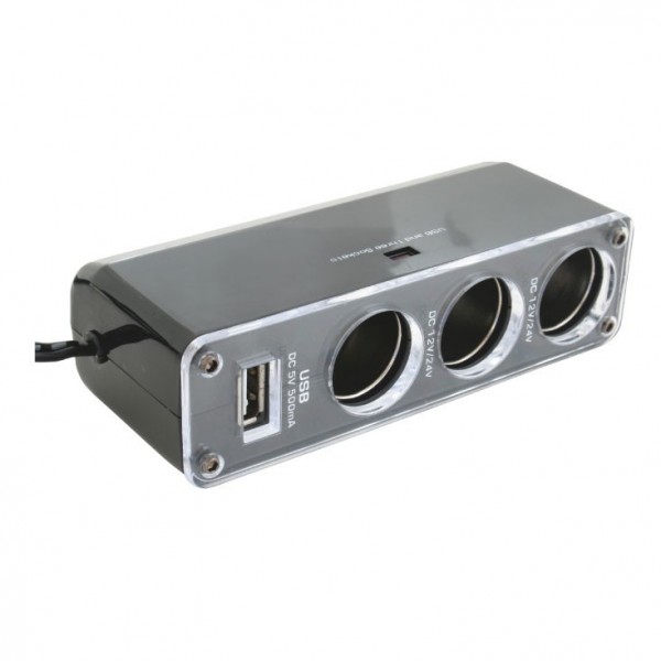 Razdelnik upaljača 3X, sa USB punjačem - UTAUSB-SA023