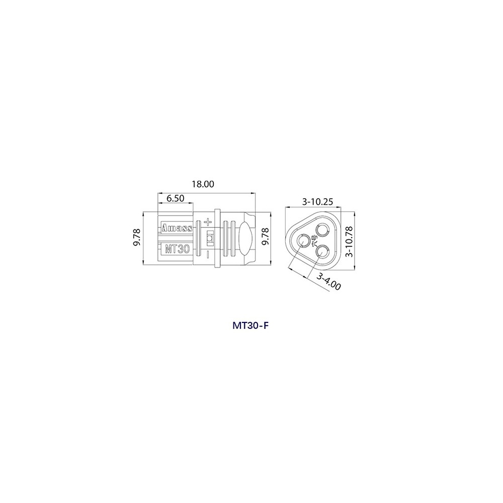 MT30 ženski 3 pin za kabel 15A 500V - UTDCMT30F