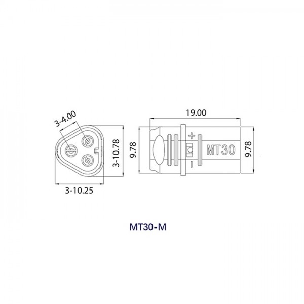 MT30 muški 3 pin za kabel 15A 500V - UTDCMT30M