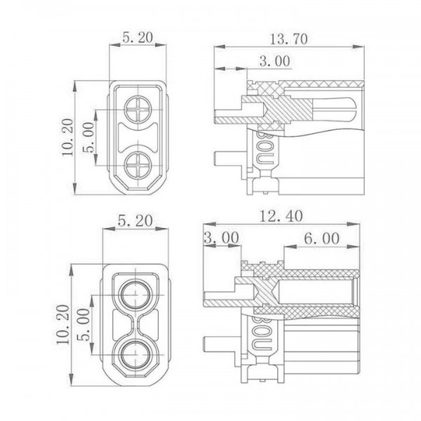 XT30 2-pol M+F, par - UTDCXT30