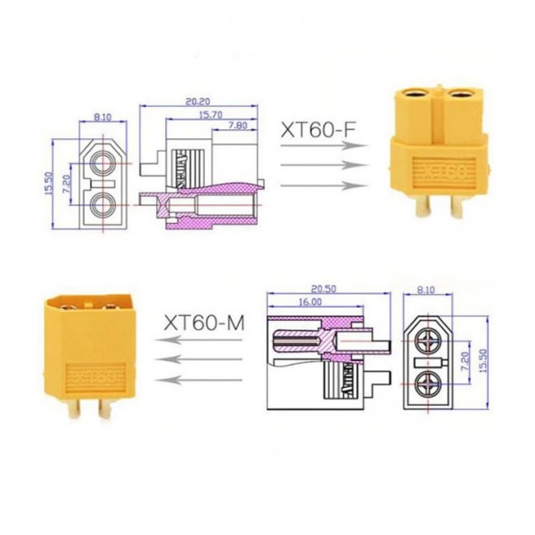 XT60 ,2-pol M+F, par - UTDCXT60