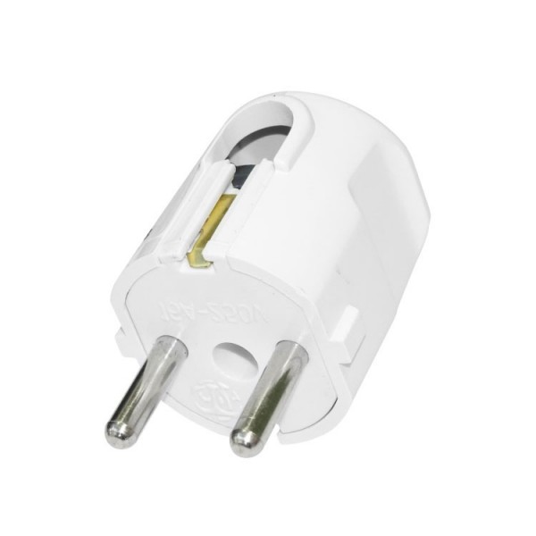 Dvopolni utikac lulasti, 16A/250V, beli, plastka - UTMM1
