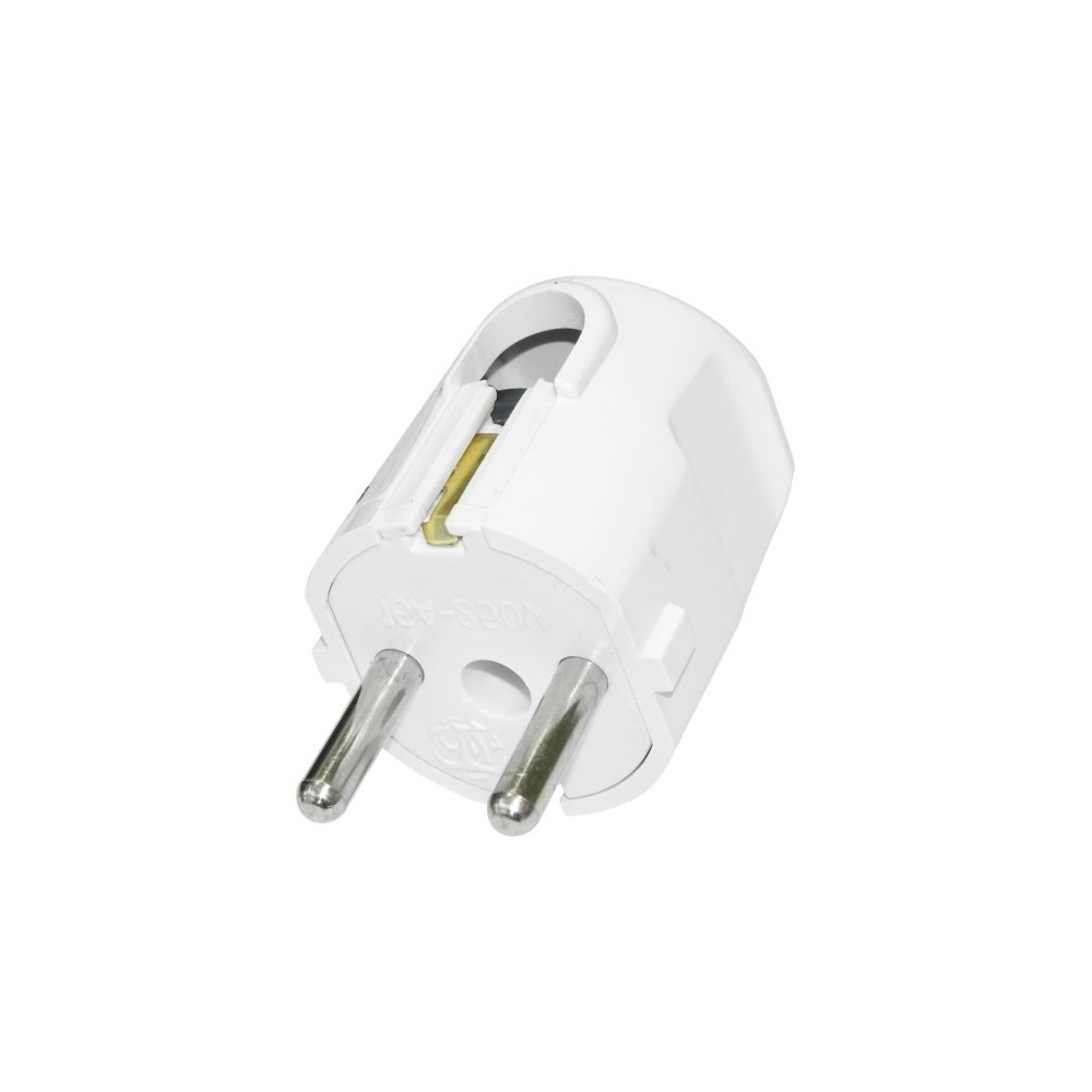 Dvopolni utikac lulasti, 16A/250V, beli, plastka - UTMM1