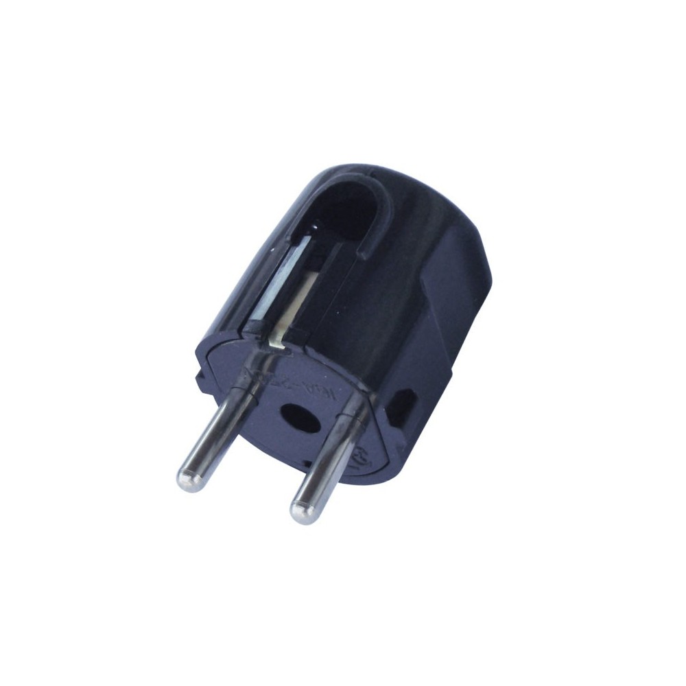 Dvopolni utikac lulasti, 16a/250V,crni plastika - UTMM1BK