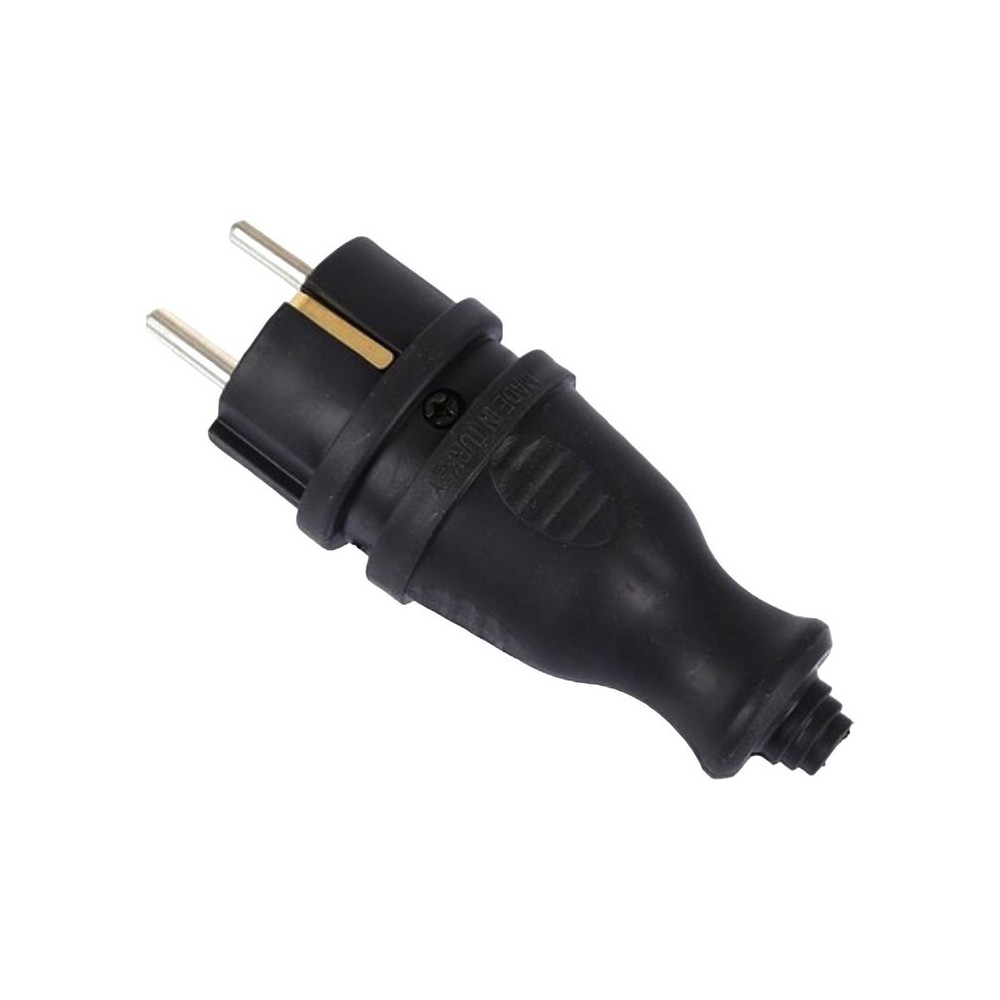 Dvopolni utikač 16A/250V crni  Guma 304.13 - UTMM5