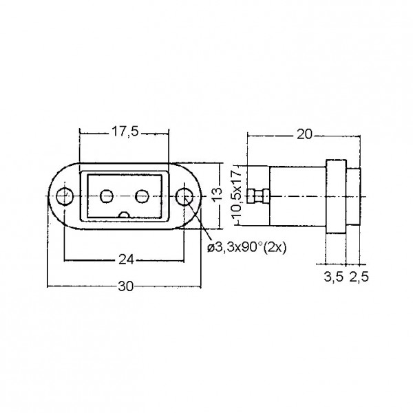 Utikac sasijski 2pol 2.5A 250V  CN11J - UTM2MS