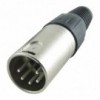 XLR konektor, 5 pin, utikač, za kabl, posrebreni kon, - UTXLR5-PS015