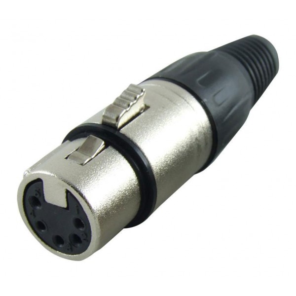 XLR konektor, 5 pin, utičnica, za kabel, posrebreni kon. - UTXLR5-PS020