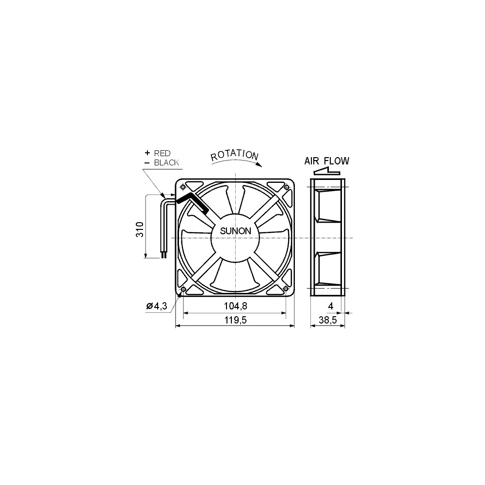 Ventilator 12V 120X120x25 MEC0251V1-000U-A99 - VE120X2512V