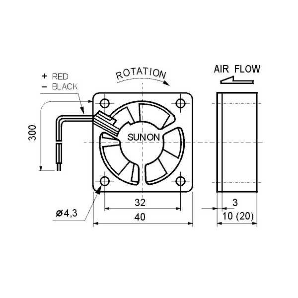 Ventilator 5VDC 40X10mm SUNON - VE40X105