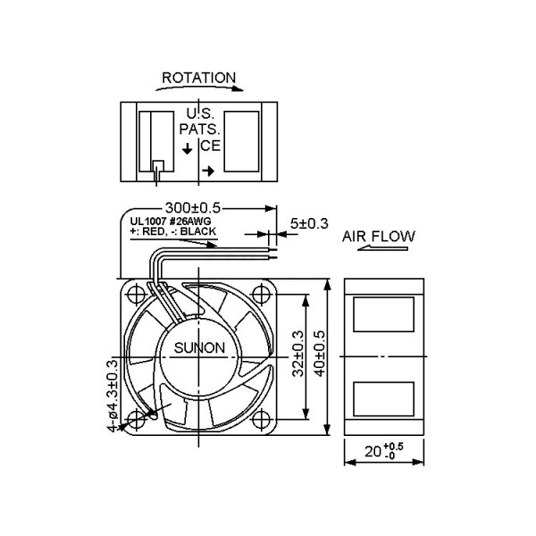 Ventilator 24VDC 40X20mm SUNON - VE40X2024V