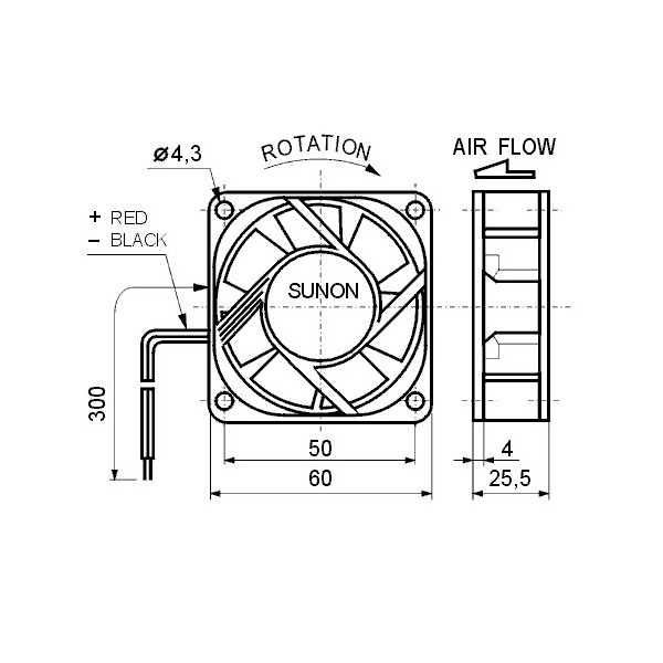 Ventilator 24VDC 60X25mm 1.68W ,lager - VE60X2524