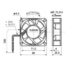 Ventilator 80x25 12V DC,lager 1,80W