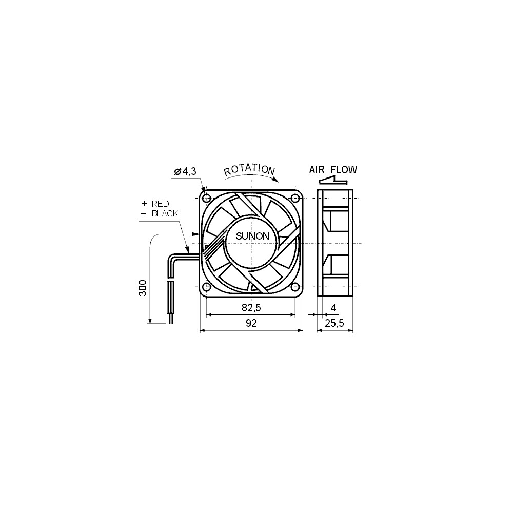 Ventilator 230VAC 92X25mm SUNON  Ball SF23092HBT - VE92X25230L