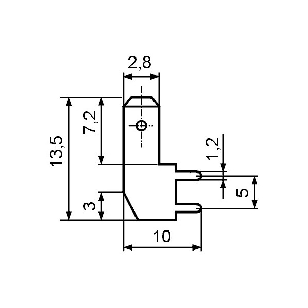 Kontakt m. print pod uglom 2,8 X 0,8 mm - EMKM28P3